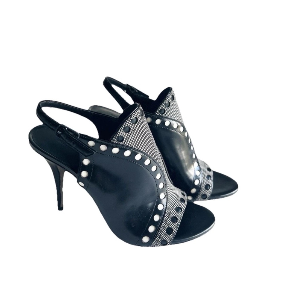 Alexander Wang Black White Leather High Heel Slingback size EUR 36.5, US 6